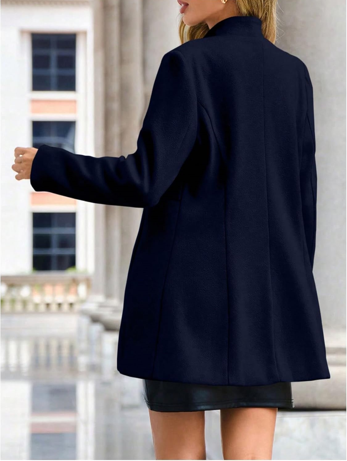 Women's Notch Lapel Slim Fit Overcoat Long Sleeve Blazer Jacket