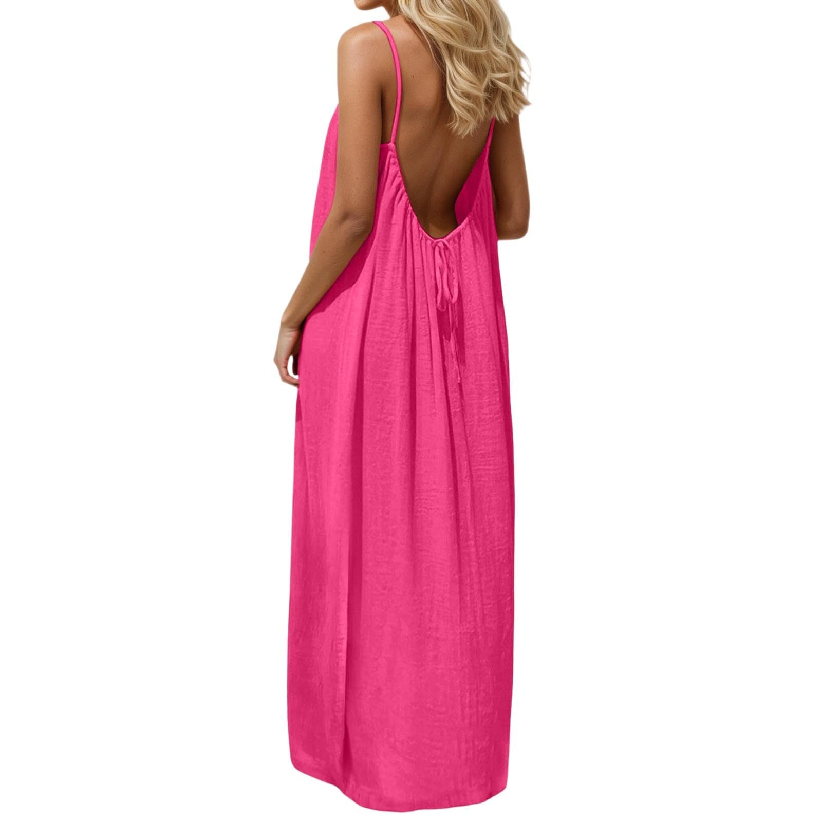 HOT SALE Women's Spaghetti Strap Backless Cami Lounge Dress