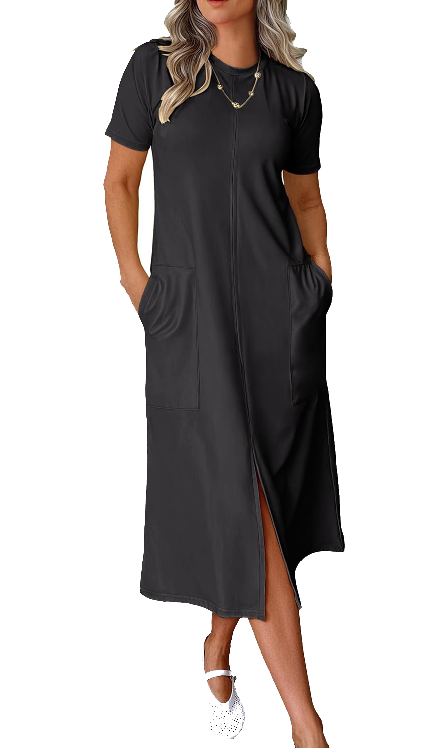 Women's Casual Short Sleeve Crewneck T Shirt Long Dresses(Buy 2 Free Shipping)