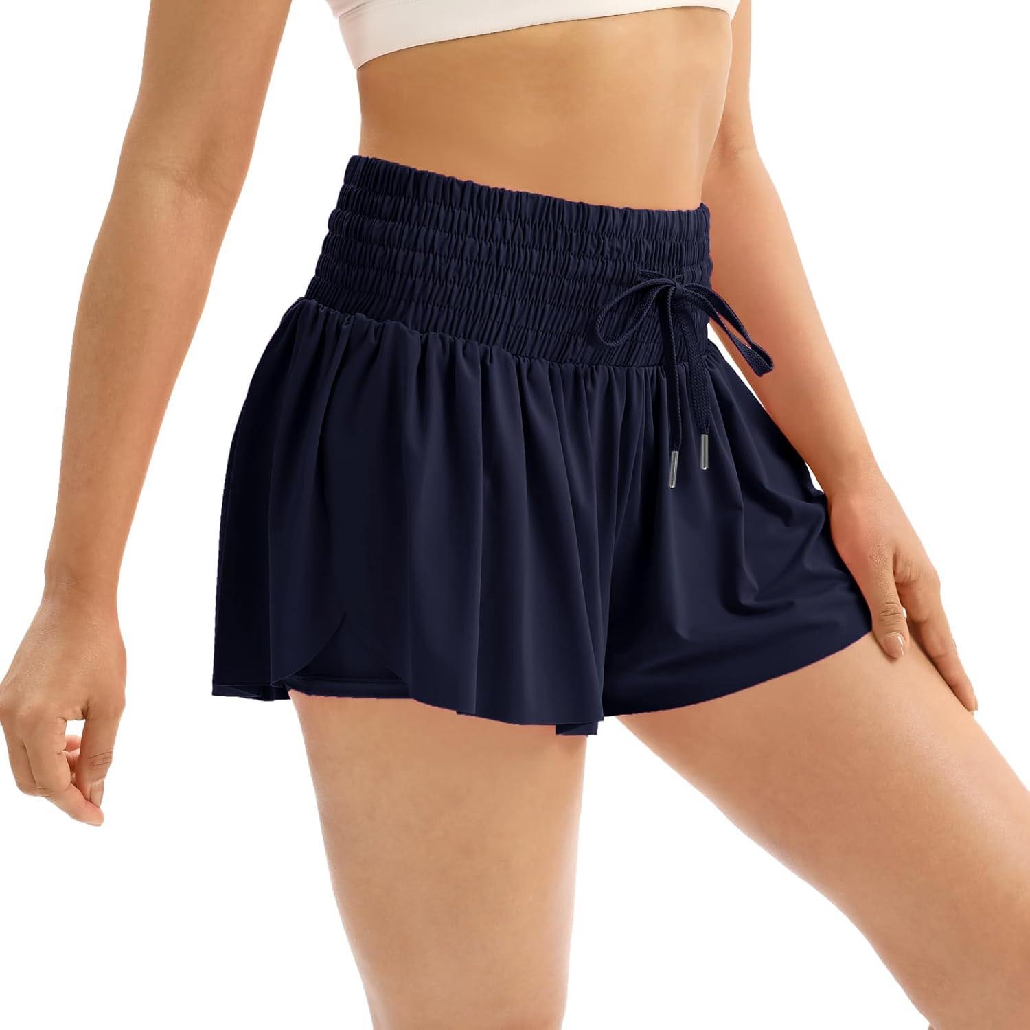 HOT SALE Women's Cute High Waist Drawstring Sports Skirt Built-in Shorts with Pockets