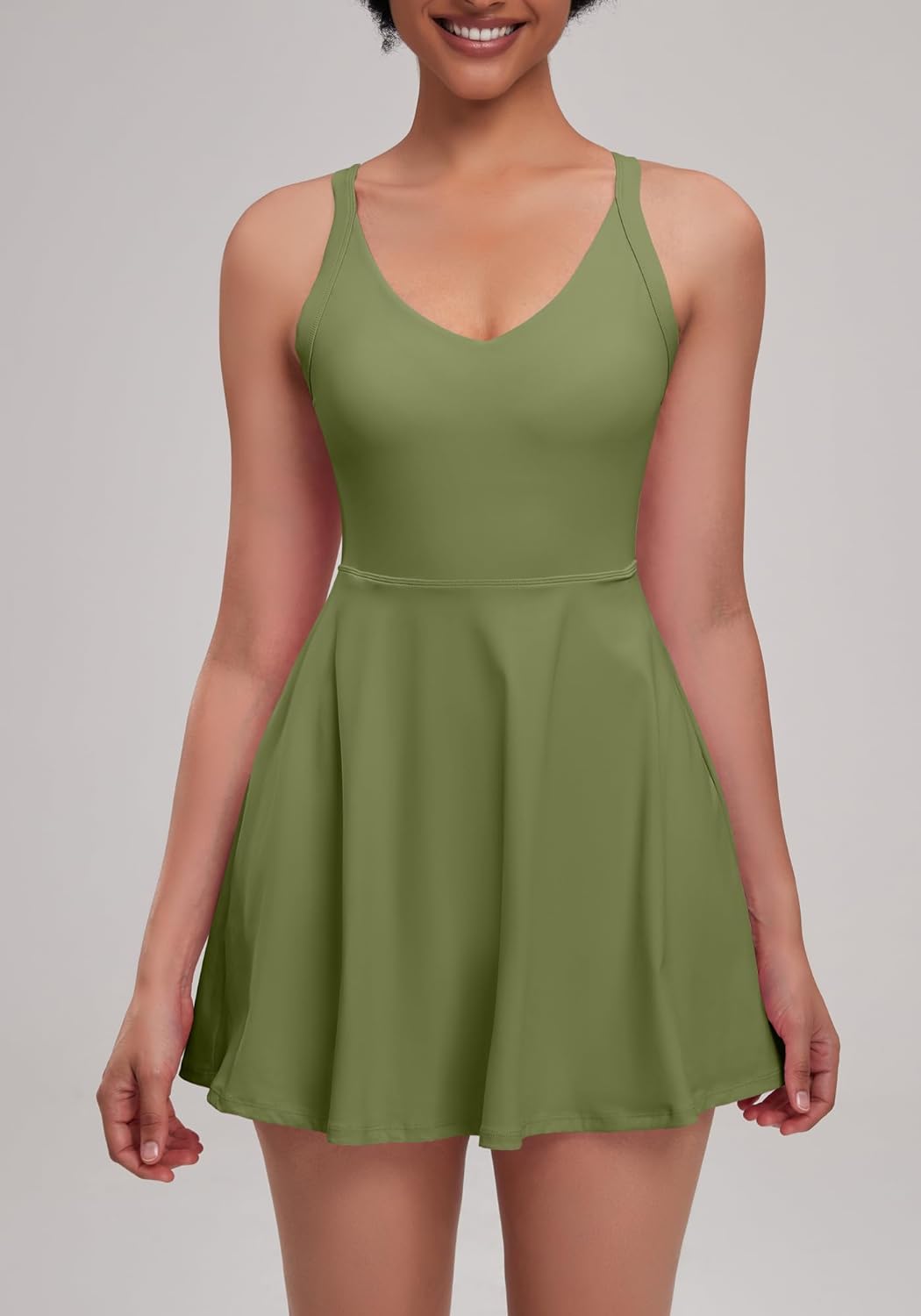 Open-Back with Eazy Peezy Built in Shorts Workout Athletic Dresses