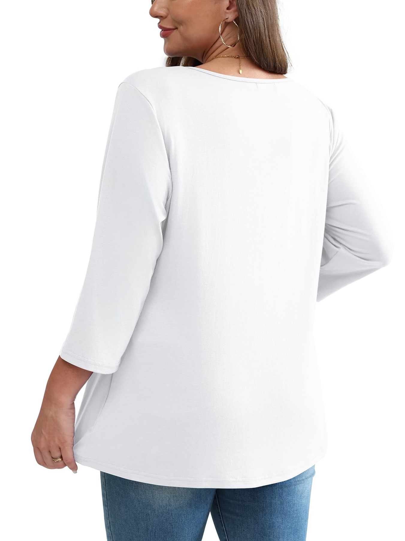 HOT SALE Women's V-Neck 3/4 Sleeve Babydoll Tunic Tops