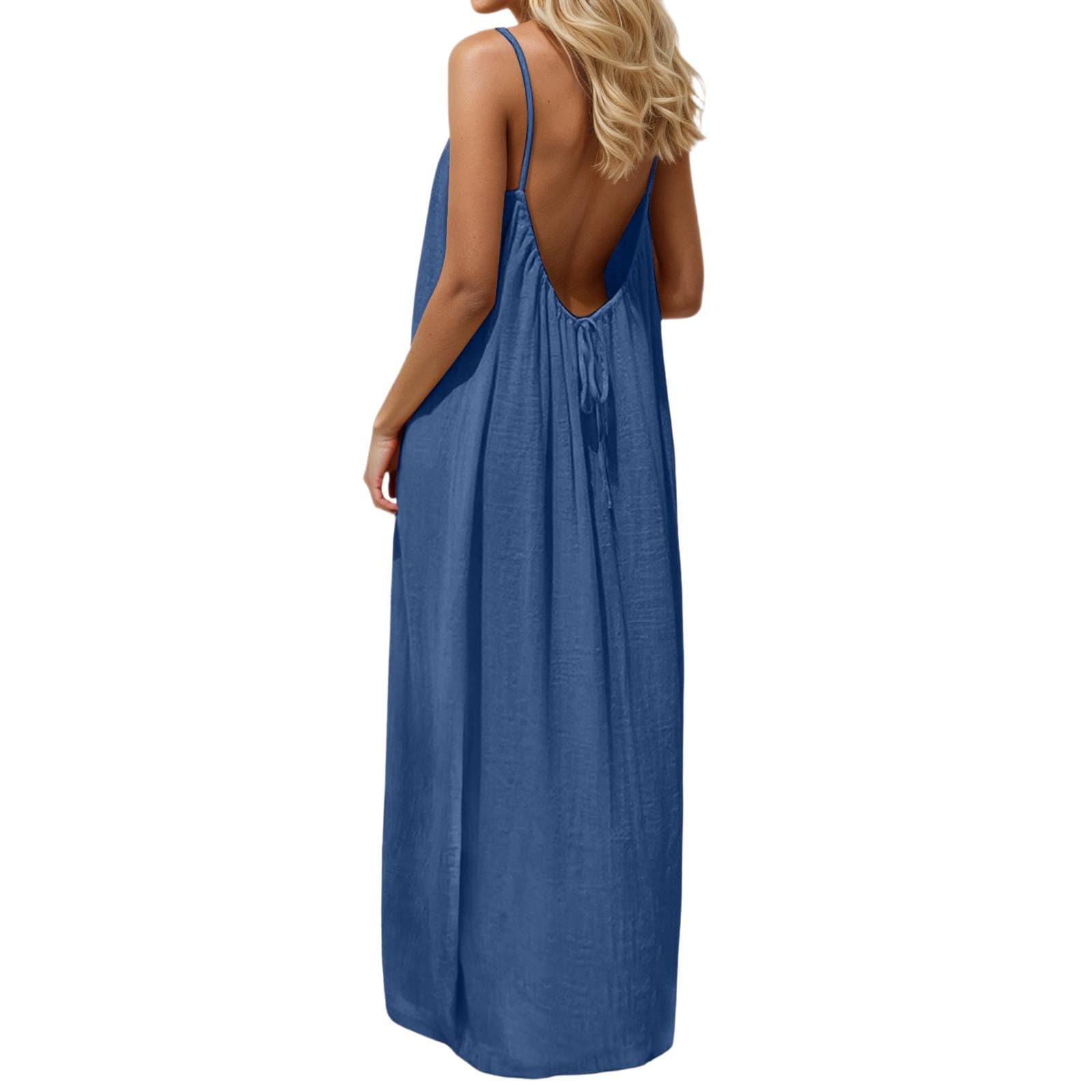 HOT SALE Women's Spaghetti Strap Backless Cami Lounge Dress
