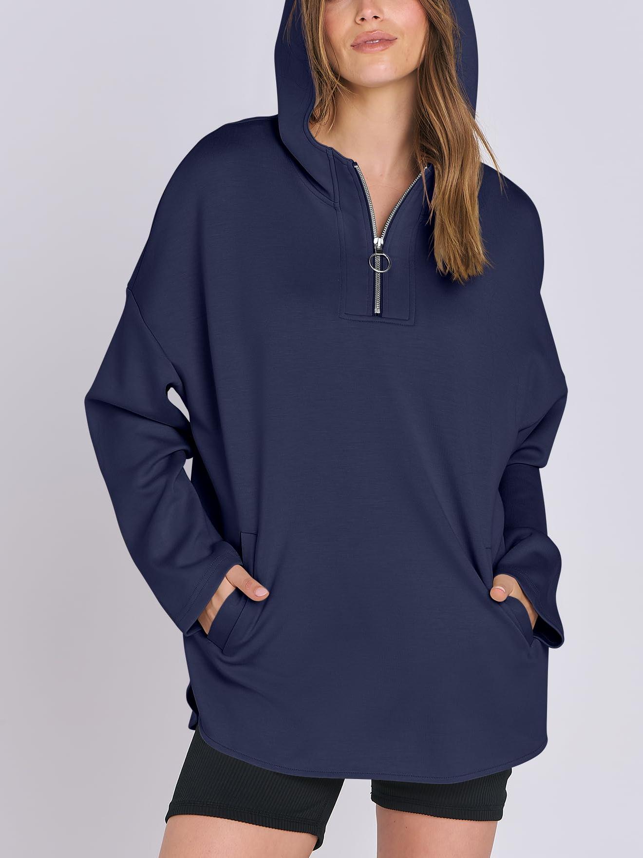 🔥Hot Sale-Women's Oversized Quarter Zip Tunic Hoodie (Buy 2 Free Shipping)
