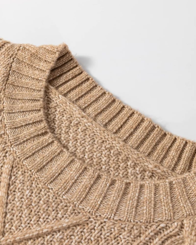 Women's Casual Loose Cable Knit Drop Shoulder Sweater Dress