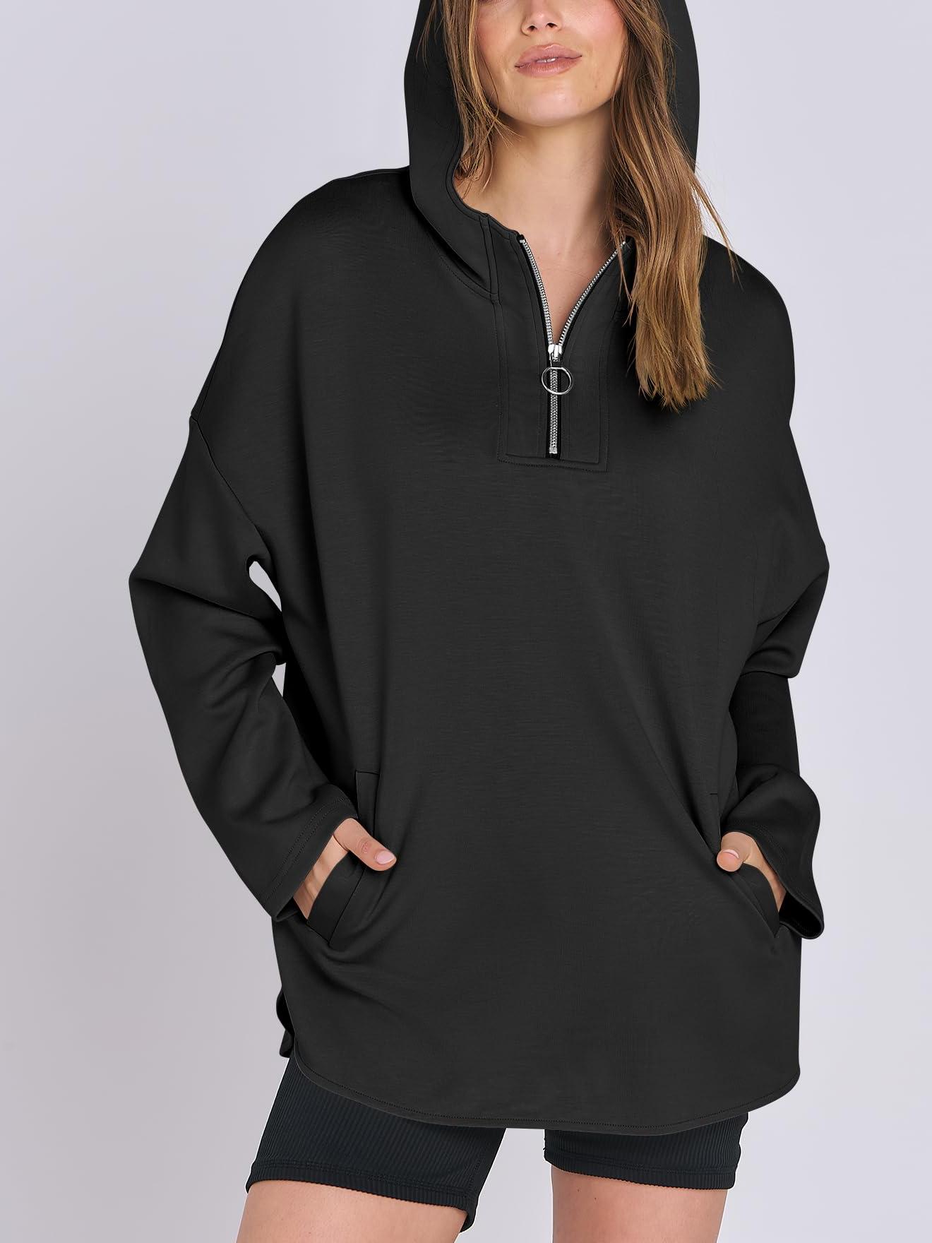 🔥Hot Sale-Women's Oversized Quarter Zip Tunic Hoodie (Buy 2 Free Shipping)