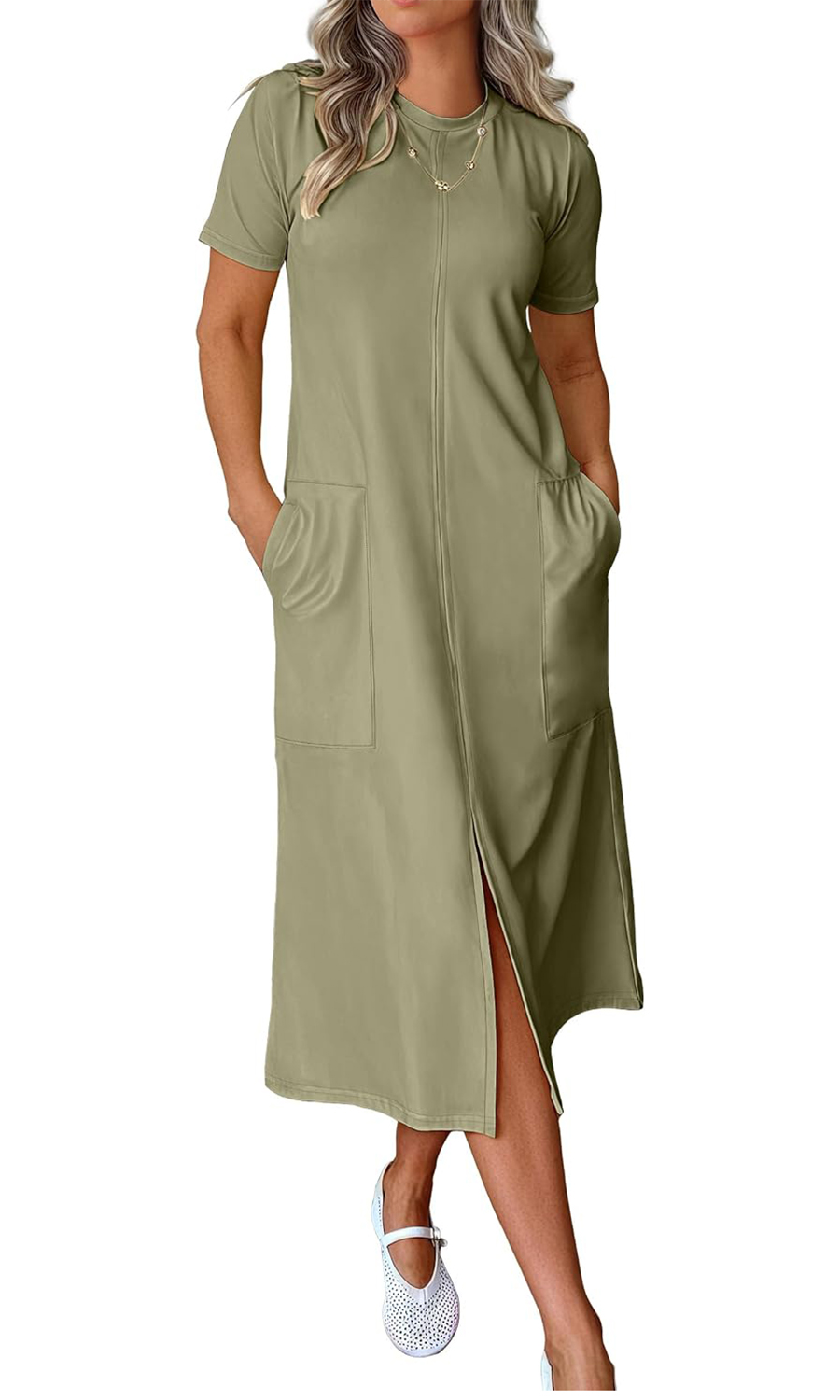 Women's Casual Short Sleeve Crewneck T Shirt Long Dresses(Buy 2 Free Shipping)