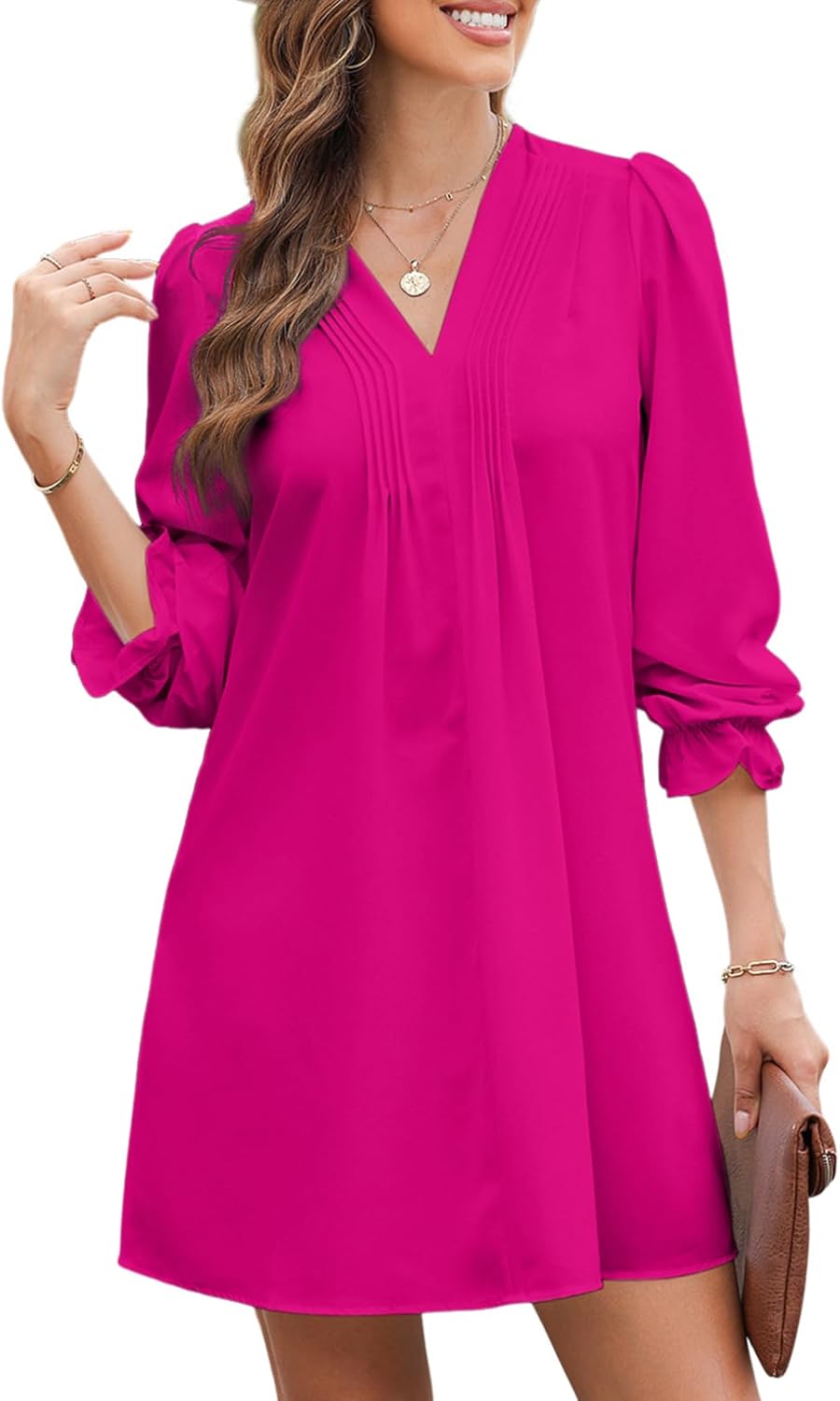 Women's Elegant V-Neck Pleated A-Line Ruffle Sleeve Midi Dress(BUY 2 FREE SHIPPING)