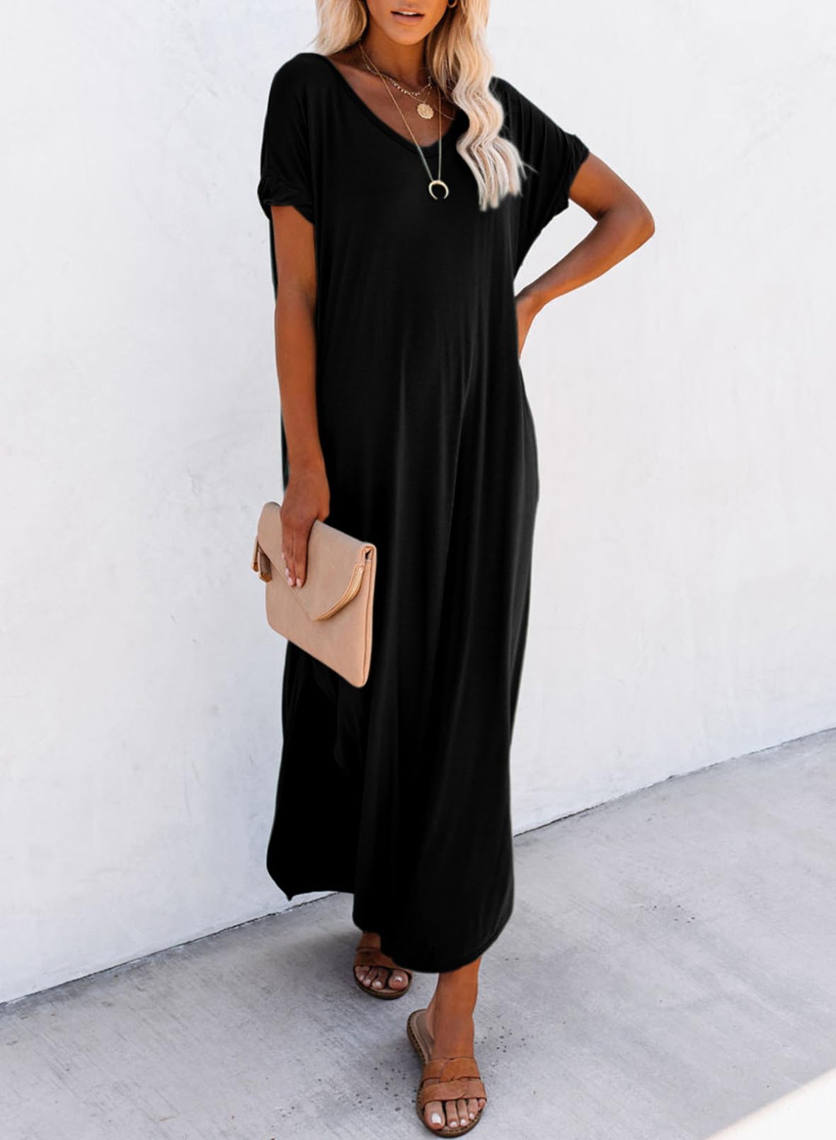 Womens Summer Casual Loose Maxi Dresses  Beach Outfit 