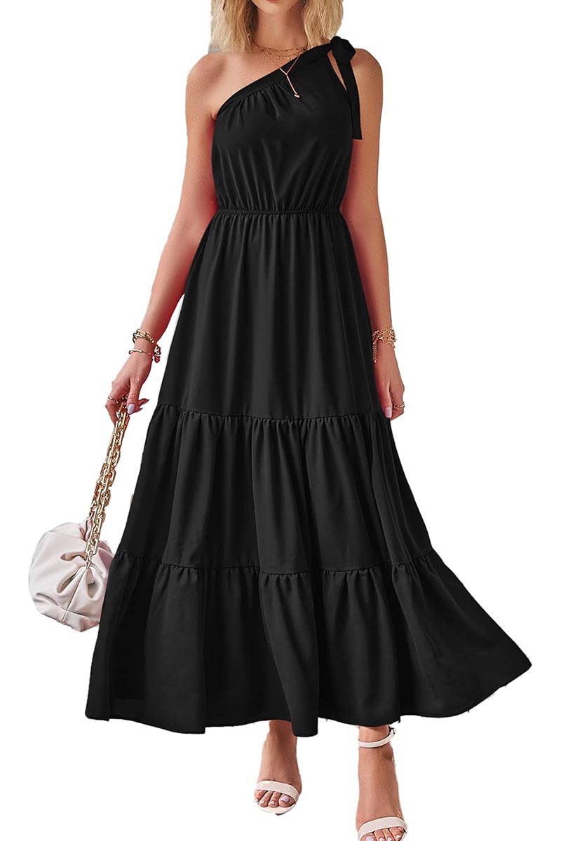 Women's Floral Knotted Off-Shoulder Ruffled Flowing Dress(BUY 2 FREE SHIPPING)