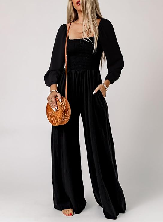 Women's Casual Long Sleeve Loose Wide Leg Jumpsuits (buy 2 free shipping)