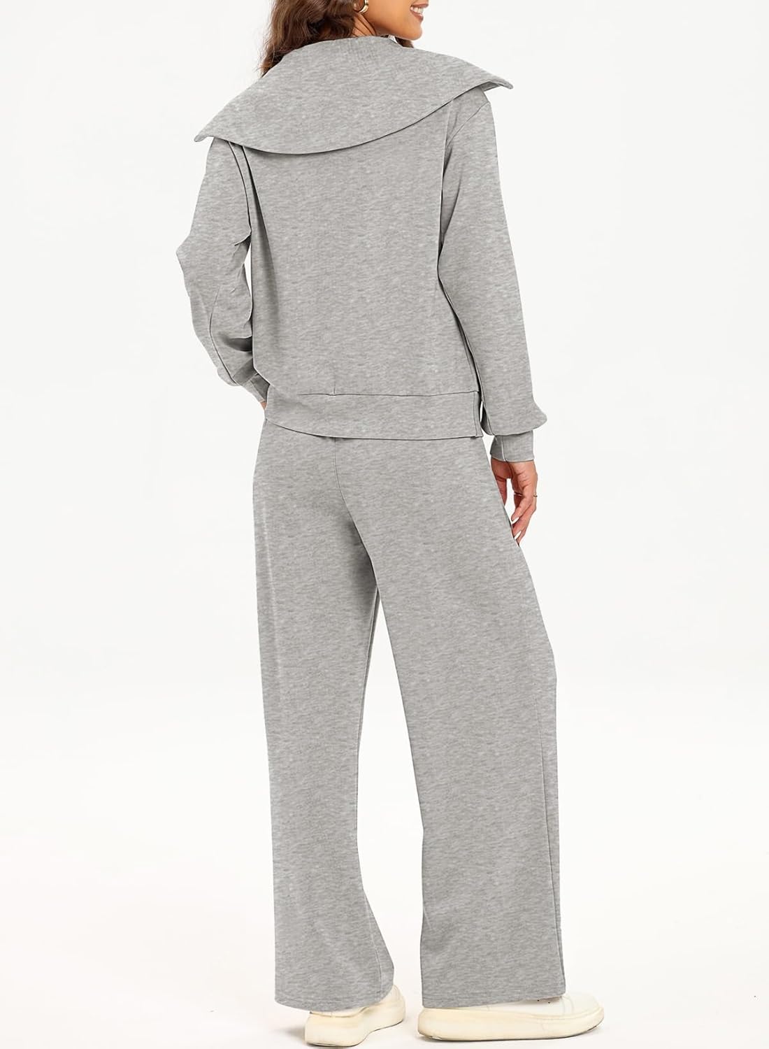 Women's Half Zip Sweatshirt & Wide Leg Sweatpant Tracksuit Set