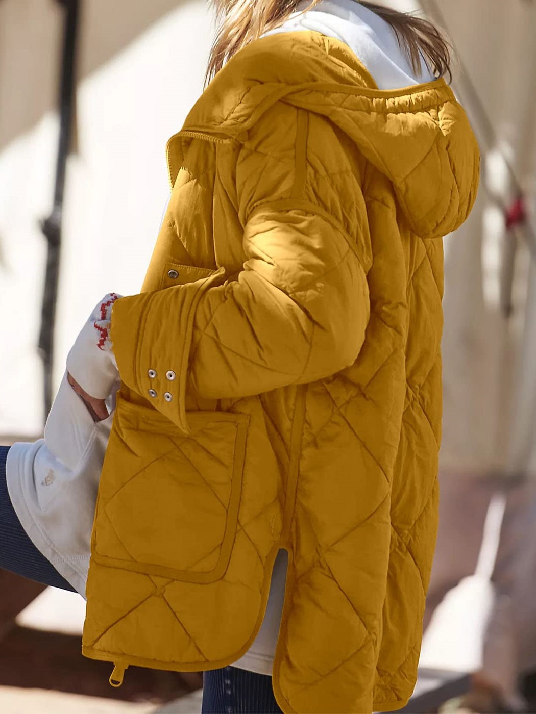 Women's Trendy Hooded Long Sleeve Zip Up Quilted Puffer Jacket