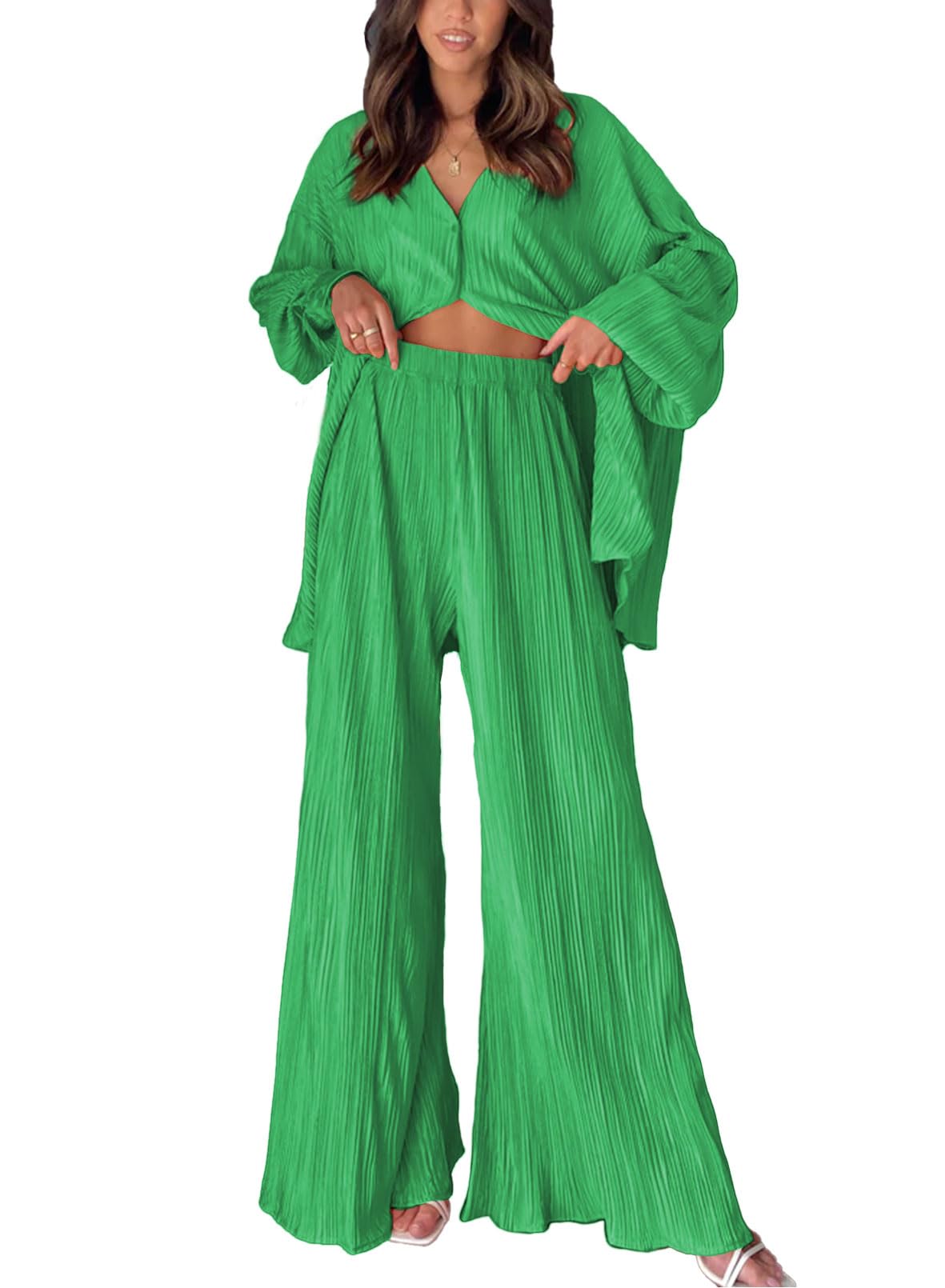 Womens  Pleated Button Up Two-Piece Maternity Set