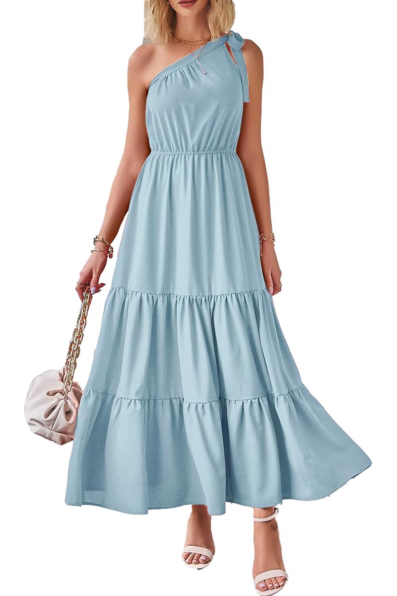 Women's Floral Knotted Off-Shoulder Ruffled Flowing Dress(BUY 2 FREE SHIPPING)