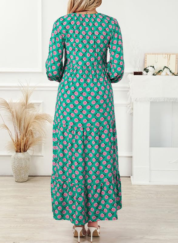 Women's Boho Puff Sleeve Maxi Dress (Buy 2 Free Shipping)
