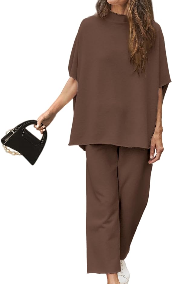 New Casual Batwing Sleeve Pullover Top and Wide Leg Set (Buy 2 Free Shipping)