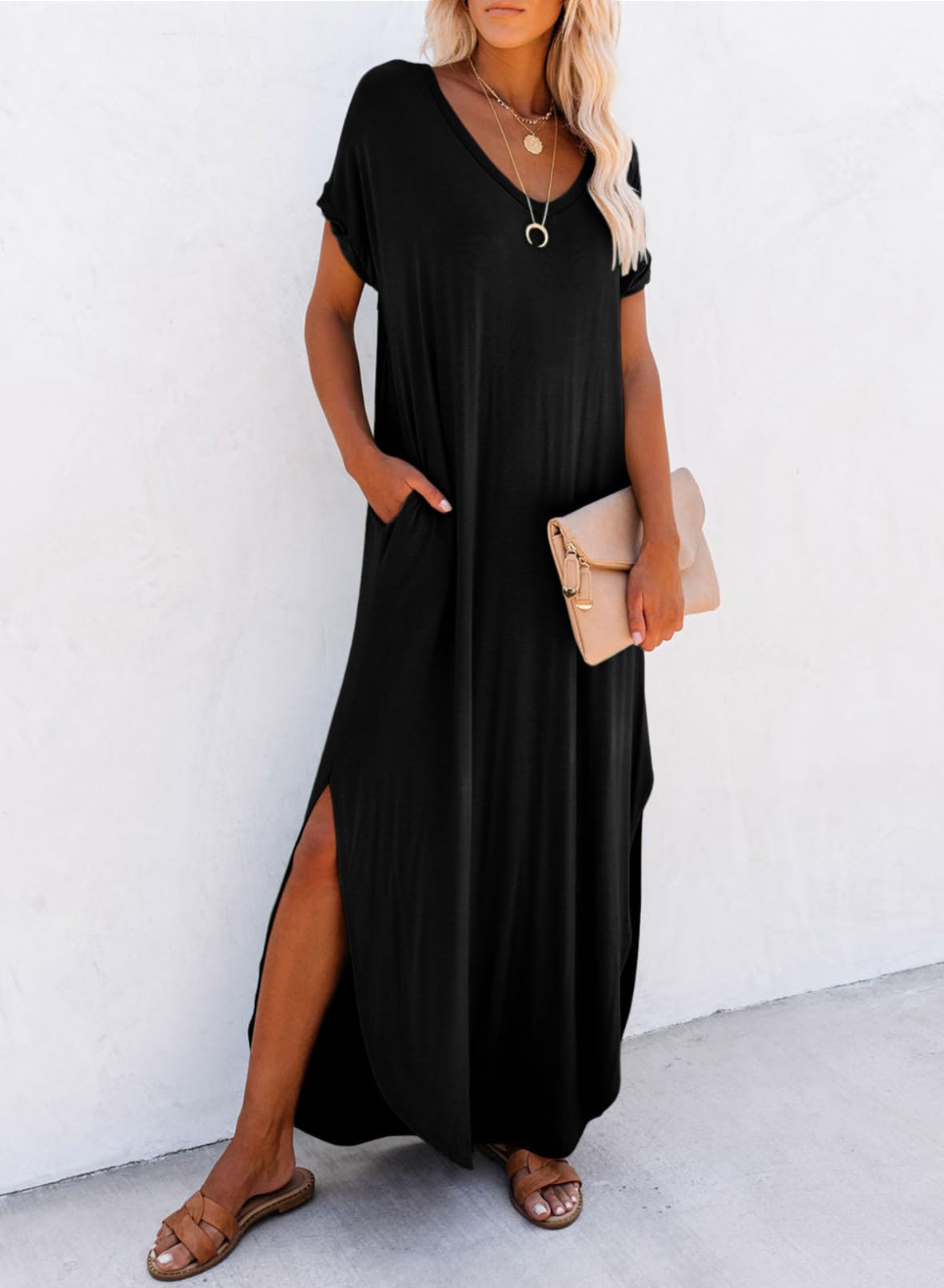 Womens Summer Casual Loose Maxi Dresses  Beach Outfit 