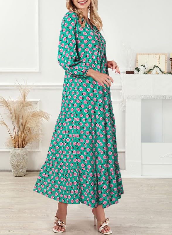 Women's Boho Puff Sleeve Maxi Dress (Buy 2 Free Shipping)