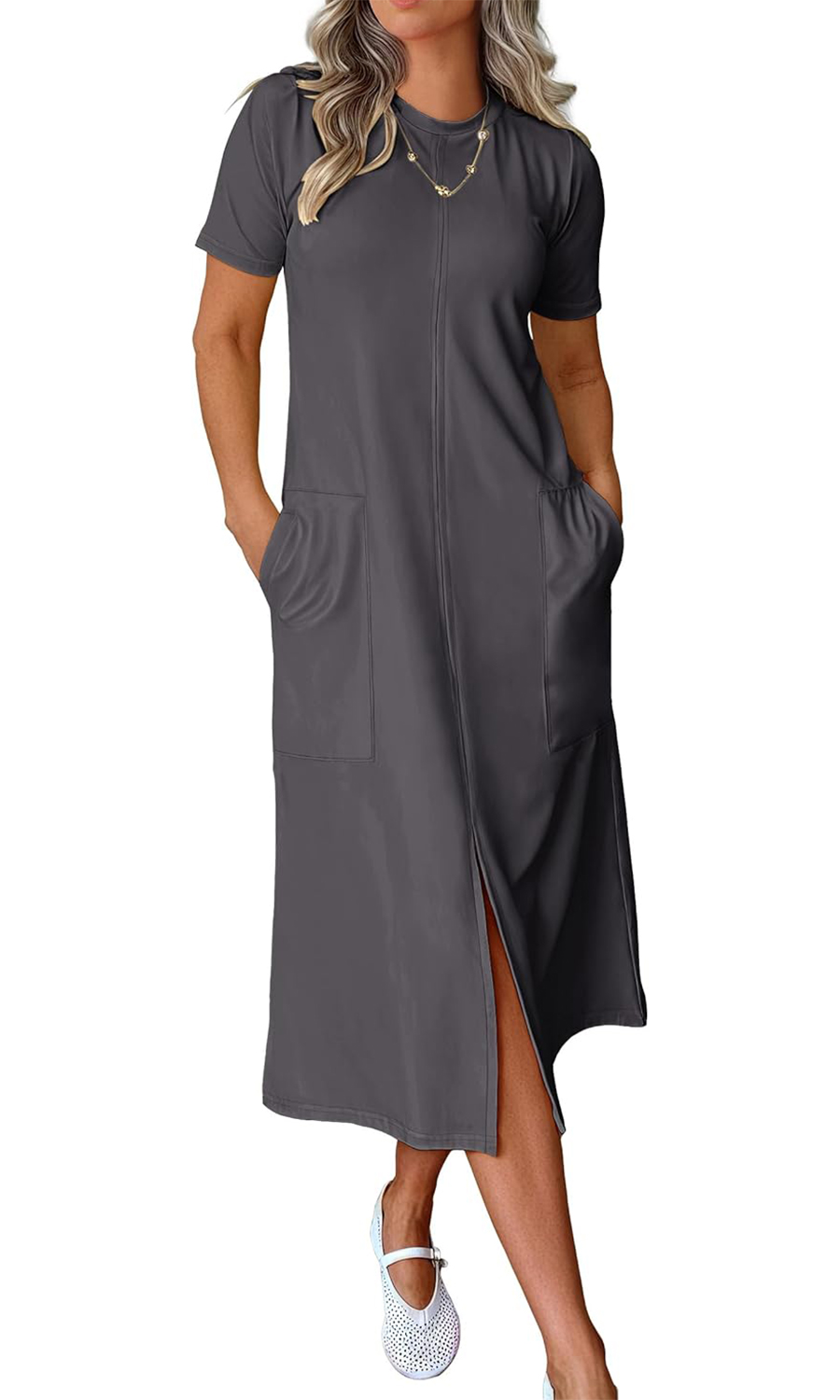 Women's Casual Short Sleeve Crewneck T Shirt Long Dresses(Buy 2 Free Shipping)