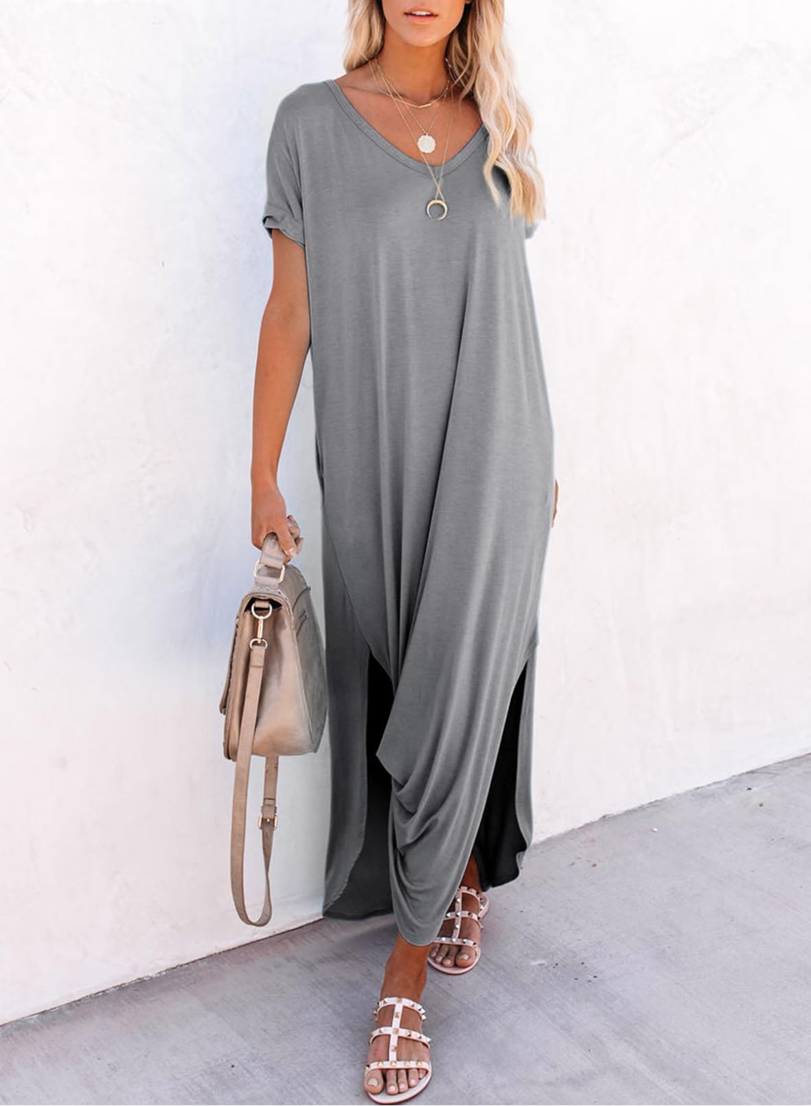 Womens Summer Casual Loose Maxi Dresses  Beach Outfit 