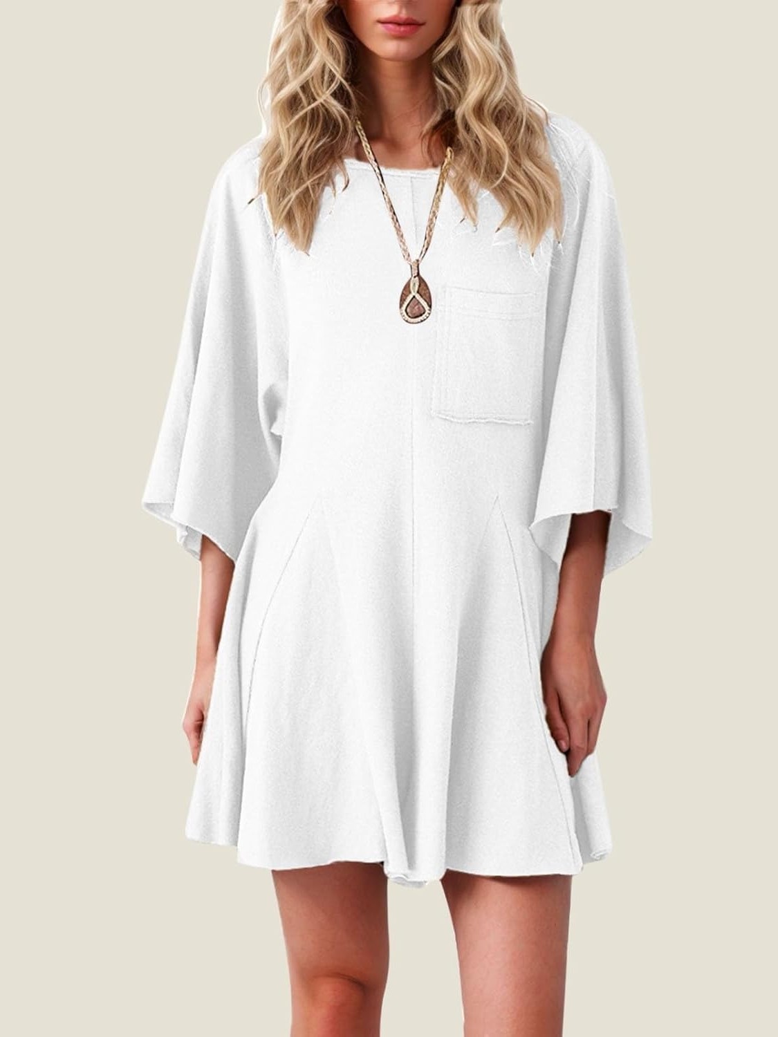 Women's Short Sleeve Loose Ruffled Short Romper Dress with Pocket