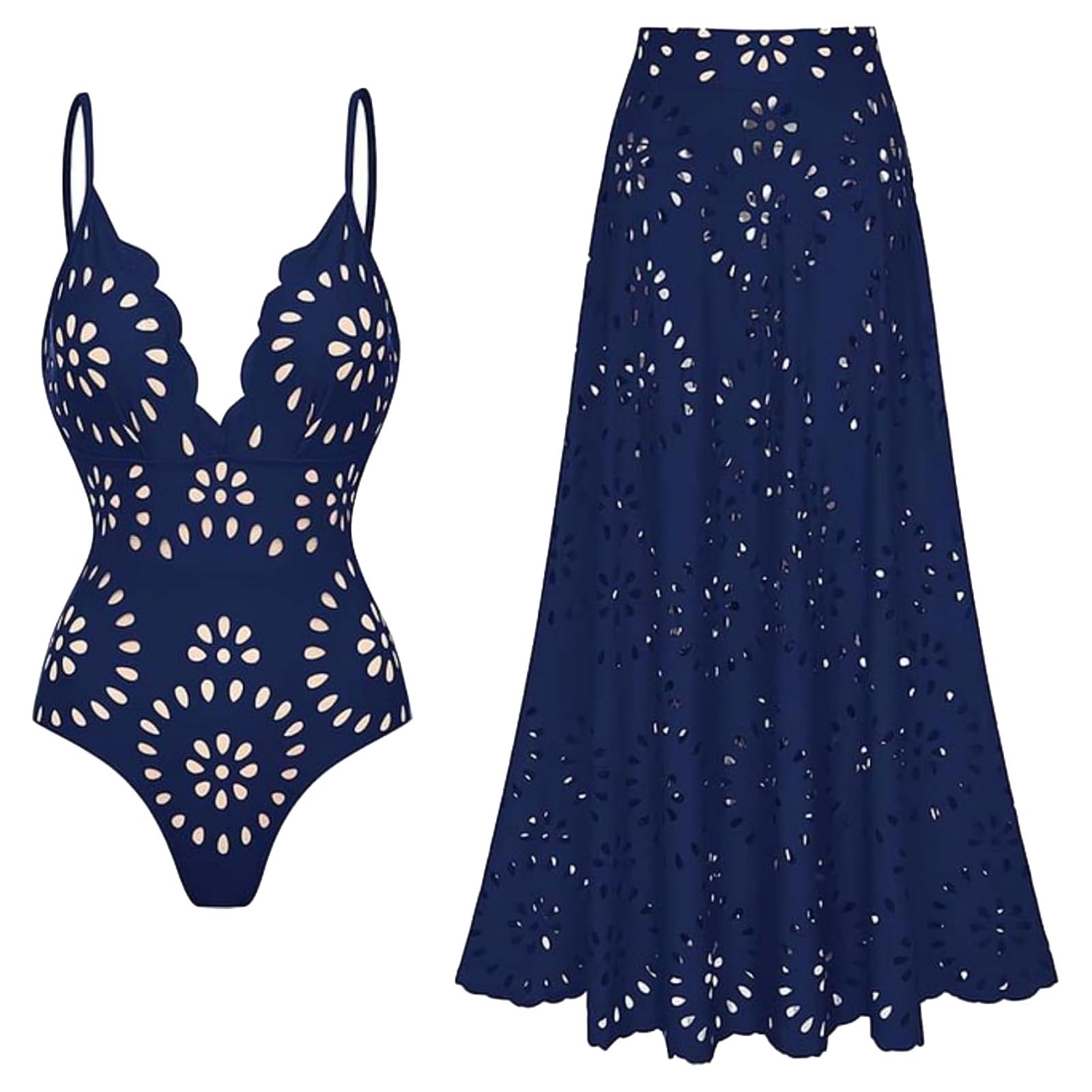 Women's One Piece Bathing Suit Petal Hollow V Neck Swimsuit and Skirt(BUY 2 FREE SHIPPING)