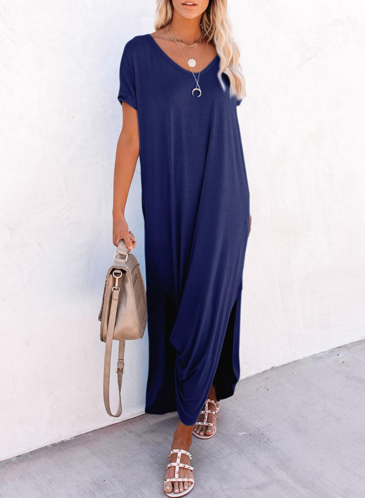 Womens Summer Casual Loose Maxi Dresses  Beach Outfit 