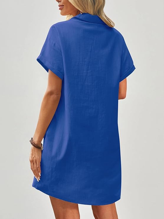 Women's Casual Short Sleeve Linen Dress With Pockets(Buy 2 Free Shipping)
