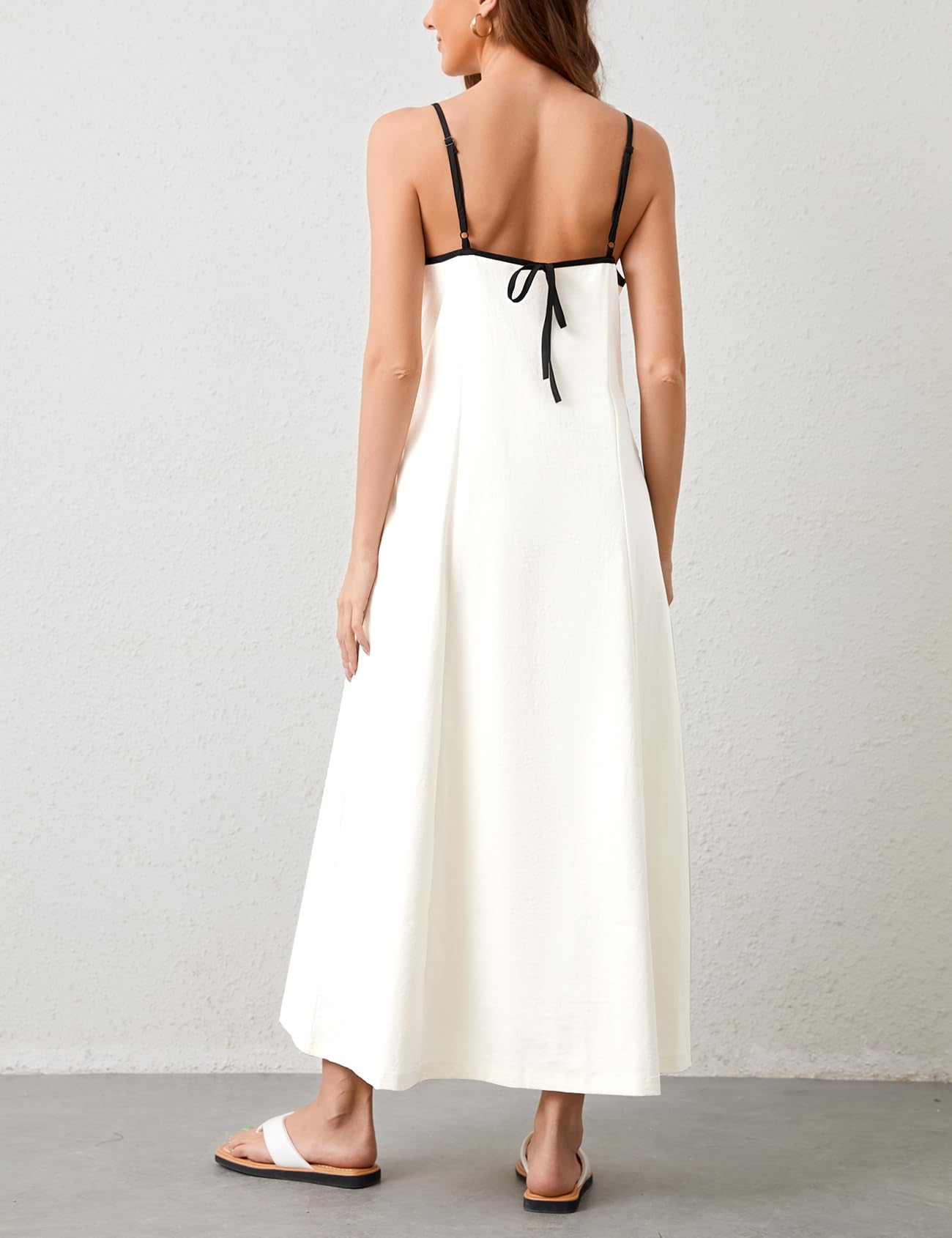 Women Casual Spaghetti Strap Square Neck Maxi Dress