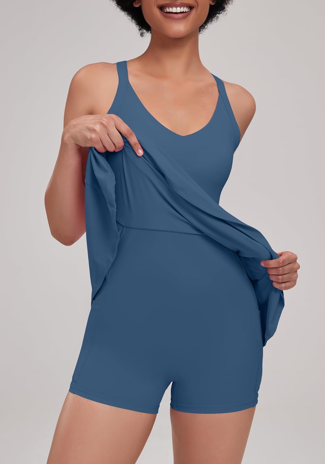 Open-Back with Eazy Peezy Built in Shorts Workout Athletic Dresses