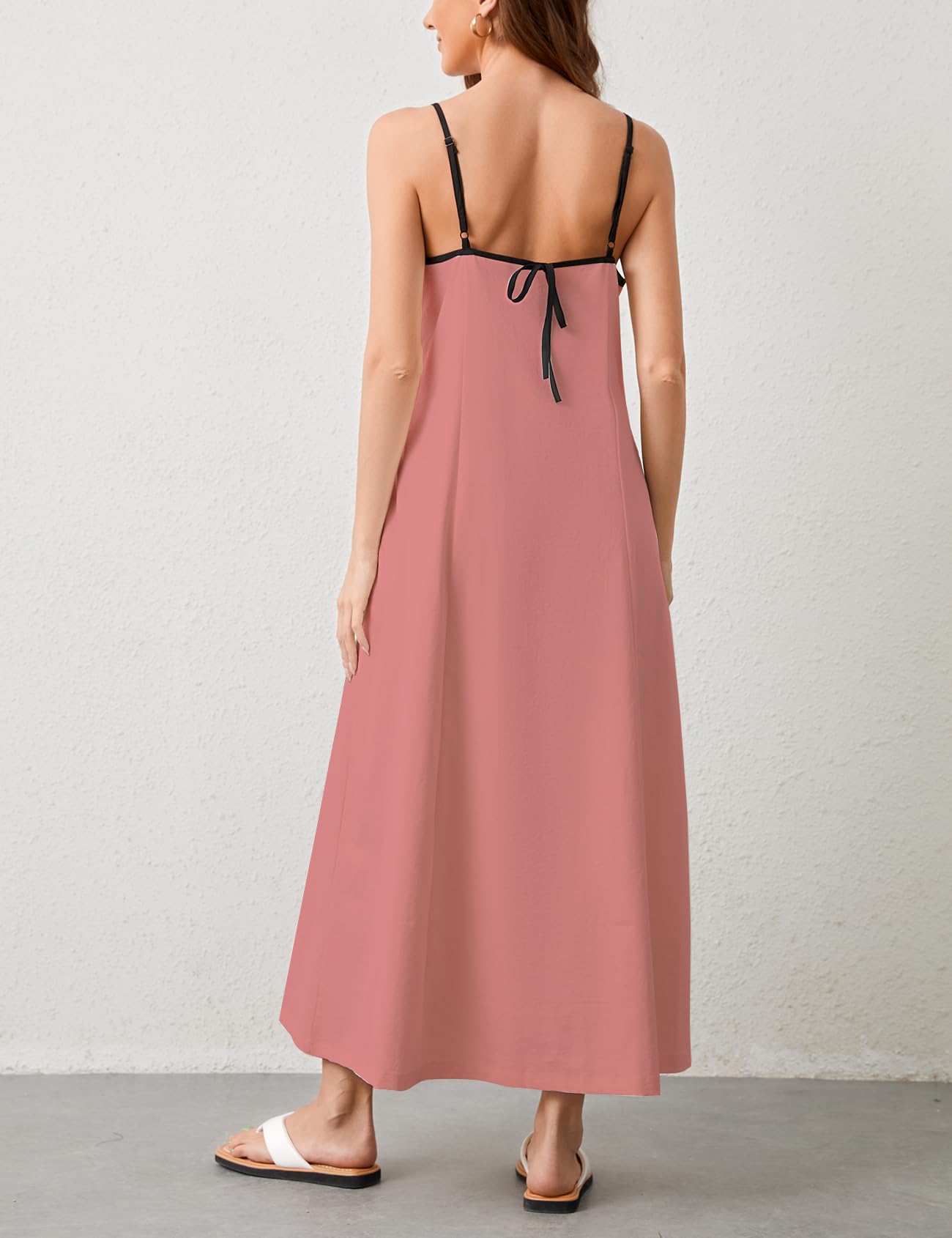Women Casual Spaghetti Strap Square Neck Maxi Dress