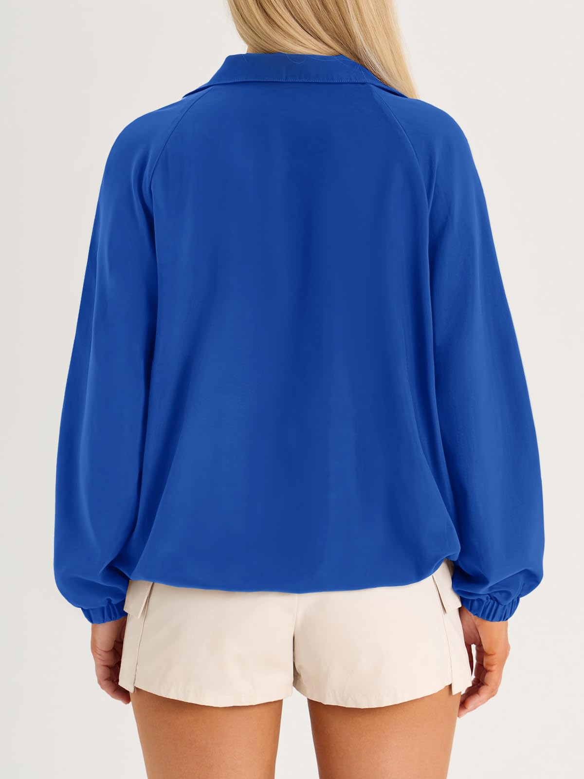 Women's Color Block Quarter Zip Pullover Lightweight Windbreaker Jacket