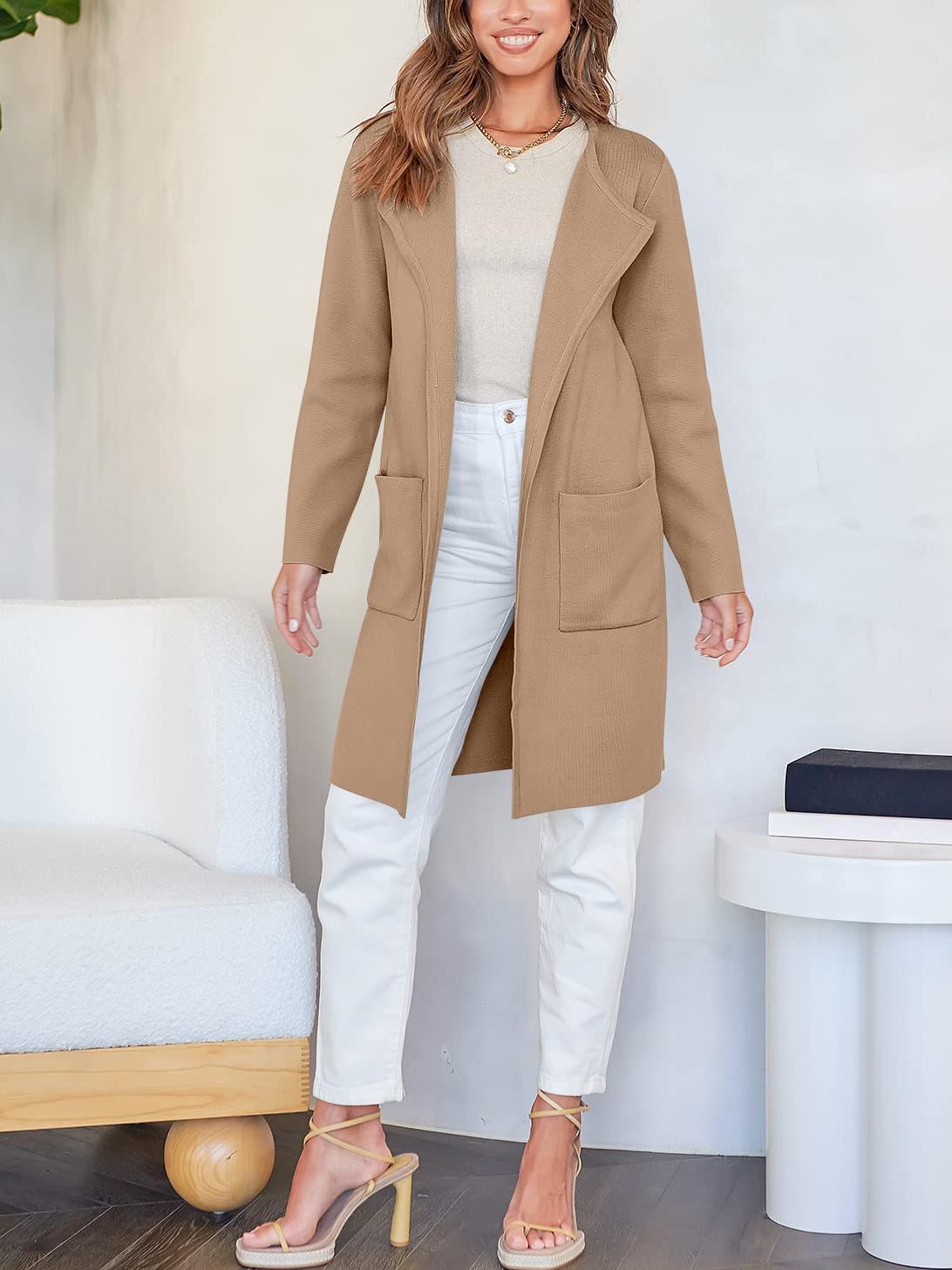  Women's Casual Long Lightweight Cardigan Jacket Coat（Buy 2 Free Shipping）