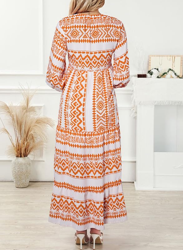 Women's Boho Puff Sleeve Maxi Dress (Buy 2 Free Shipping)