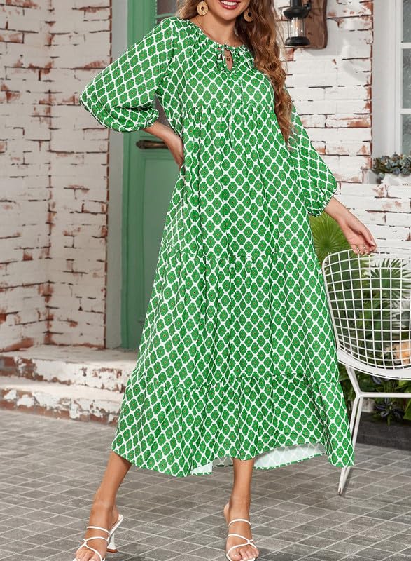 Women's Boho Puff Sleeve Maxi Dress (Buy 2 Free Shipping)