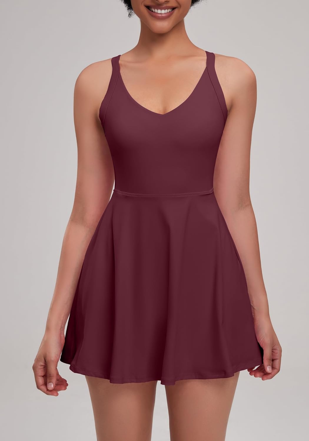 Open-Back with Eazy Peezy Built in Shorts Workout Athletic Dresses