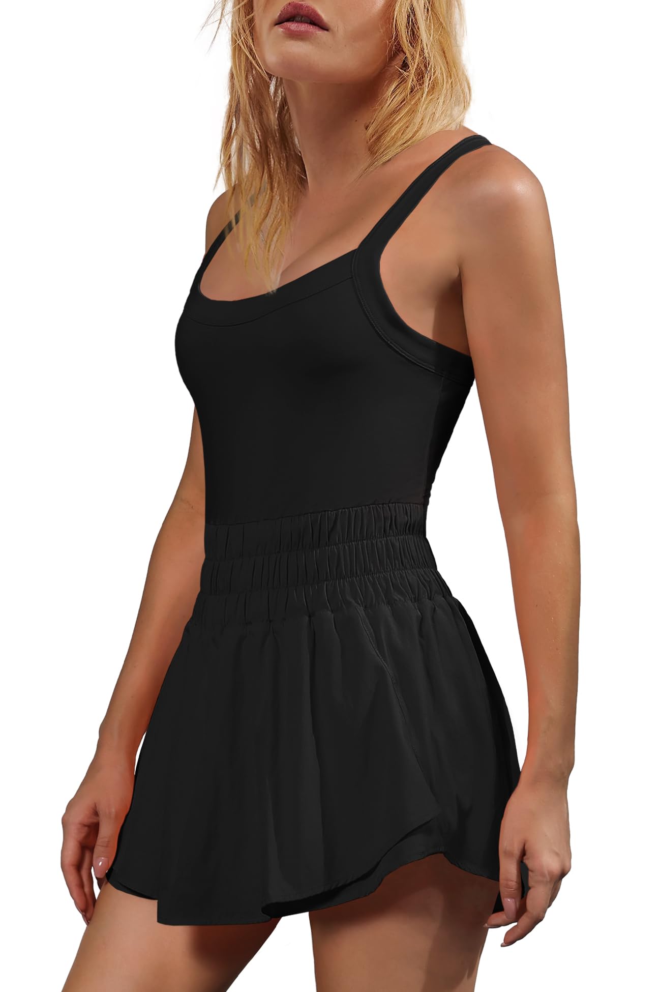 Womens Workout Romper Athletic Dress One Piece Jumpsuits 