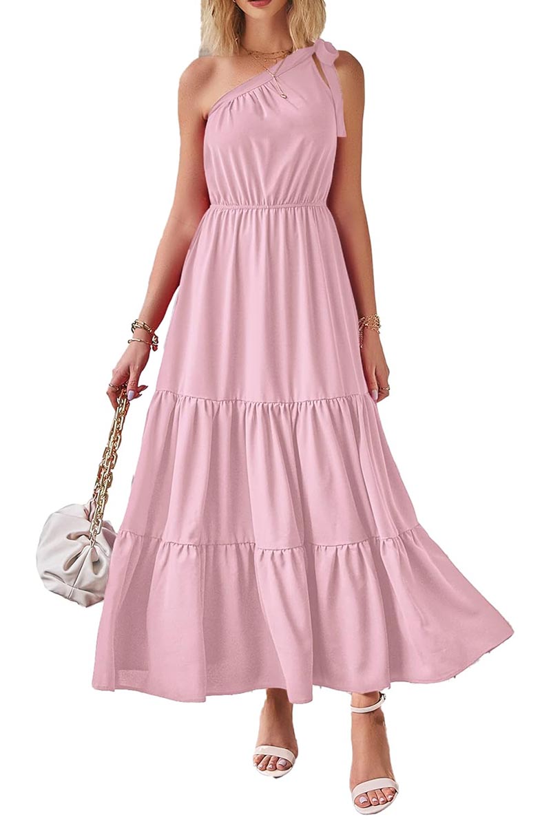 Women's Floral Knotted Off-Shoulder Ruffled Flowing Dress(BUY 2 FREE SHIPPING)