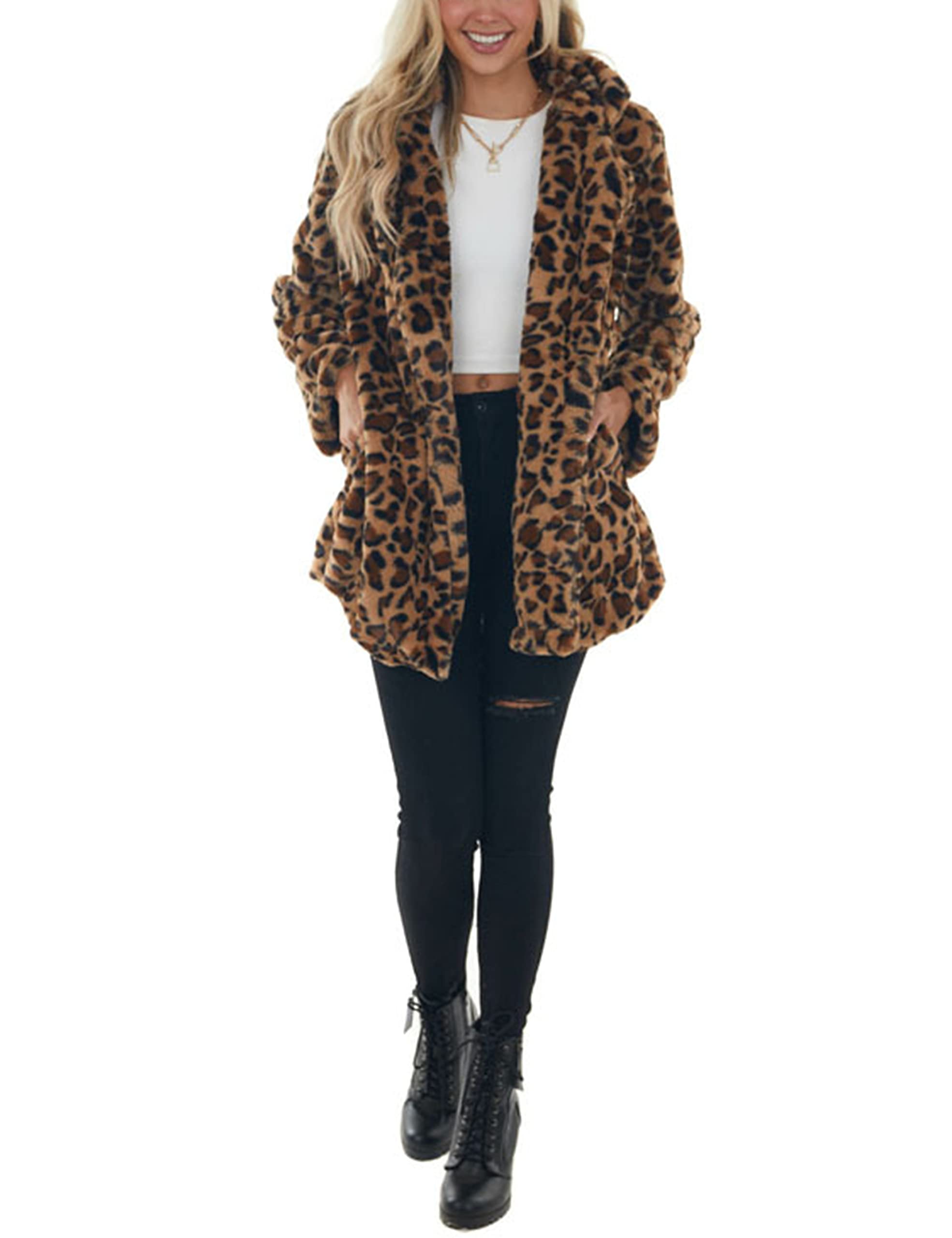 HOT SALE Women's Faux Fur Jackets Leopard Coats