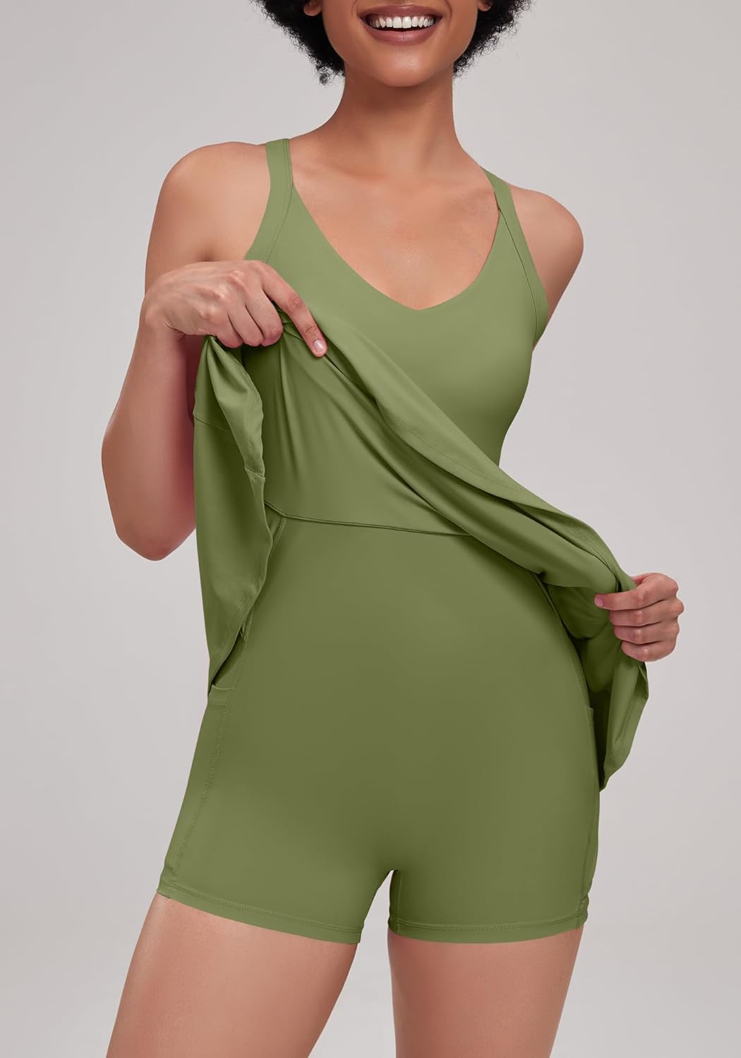 Open-Back with Eazy Peezy Built in Shorts Workout Athletic Dresses