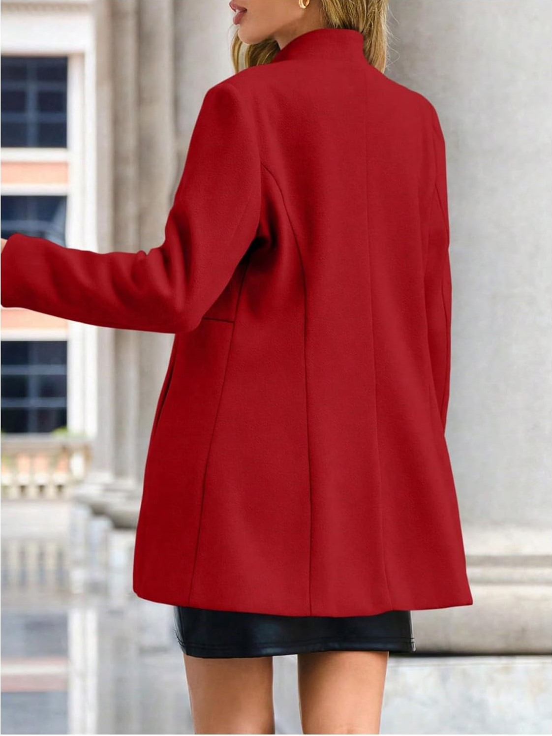 Women's Notch Lapel Slim Fit Overcoat Long Sleeve Blazer Jacket