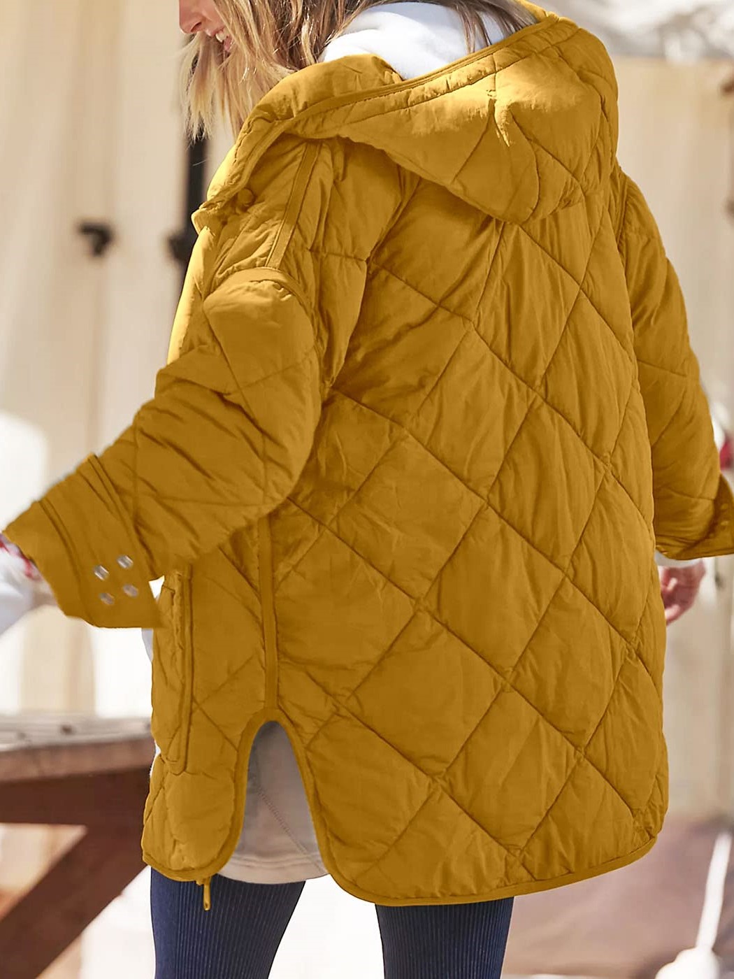 Women's Trendy Hooded Long Sleeve Zip Up Quilted Puffer Jacket