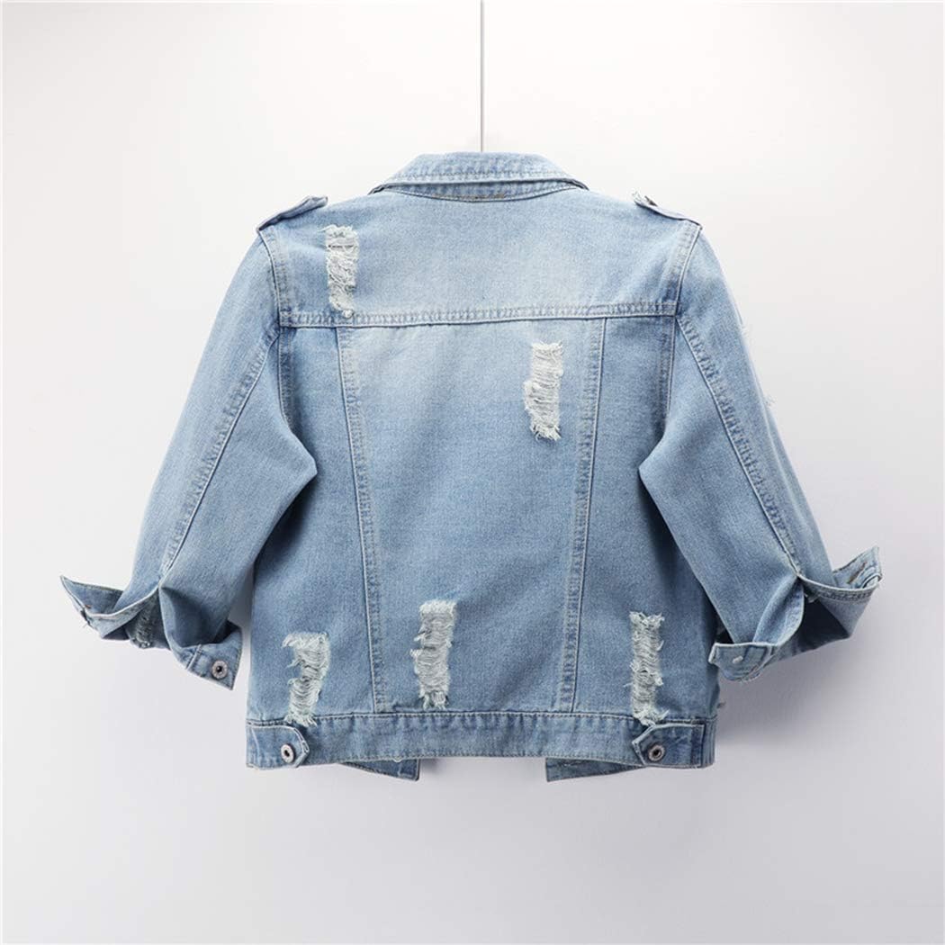 Women's 3/4 Sleeve Washed Ripped Cropped Denim Jackets