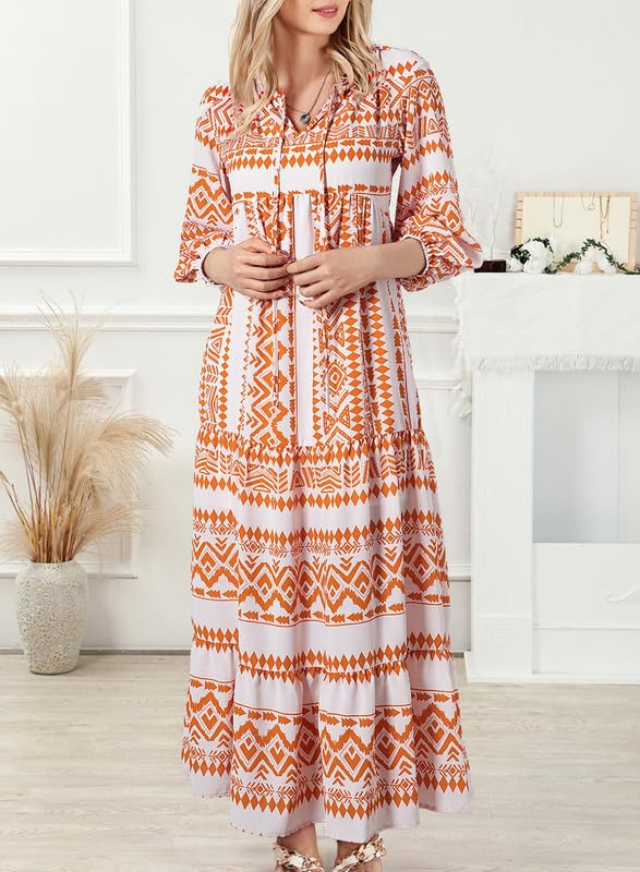 Women's Boho Puff Sleeve Maxi Dress (Buy 2 Free Shipping)