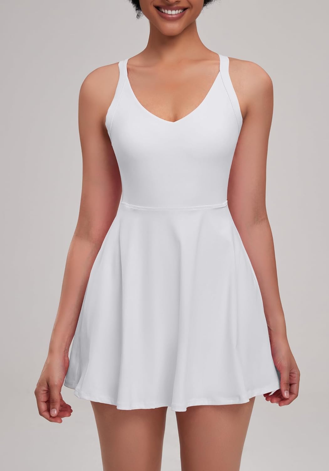 Open-Back with Eazy Peezy Built in Shorts Workout Athletic Dresses