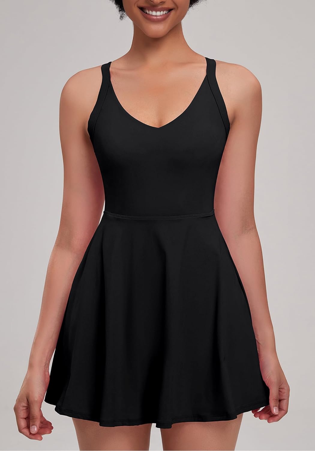 Open-Back with Eazy Peezy Built in Shorts Workout Athletic Dresses