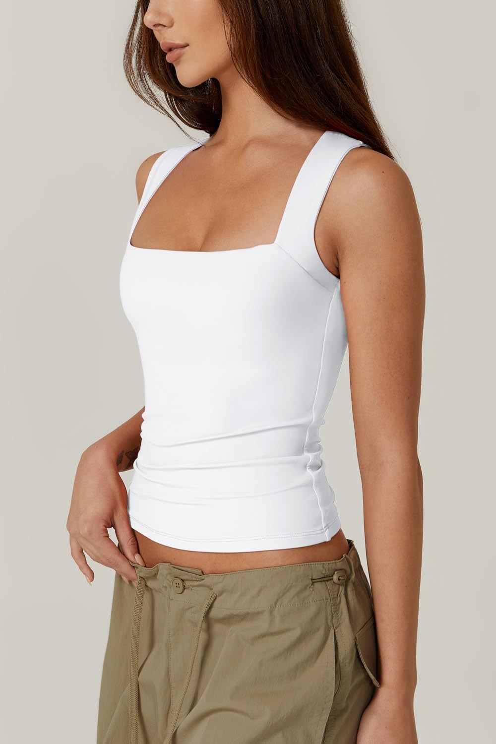 HOT SALE Women's Square Neck Sleeveless Double-Layer Tank Tops