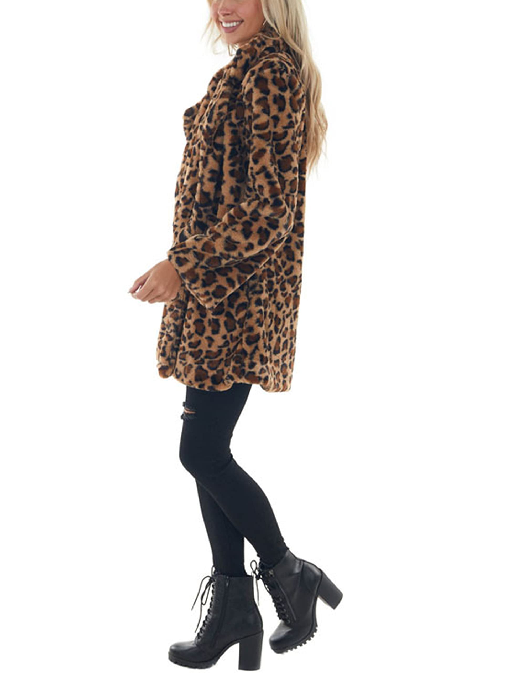 HOT SALE Women's Faux Fur Jackets Leopard Coats