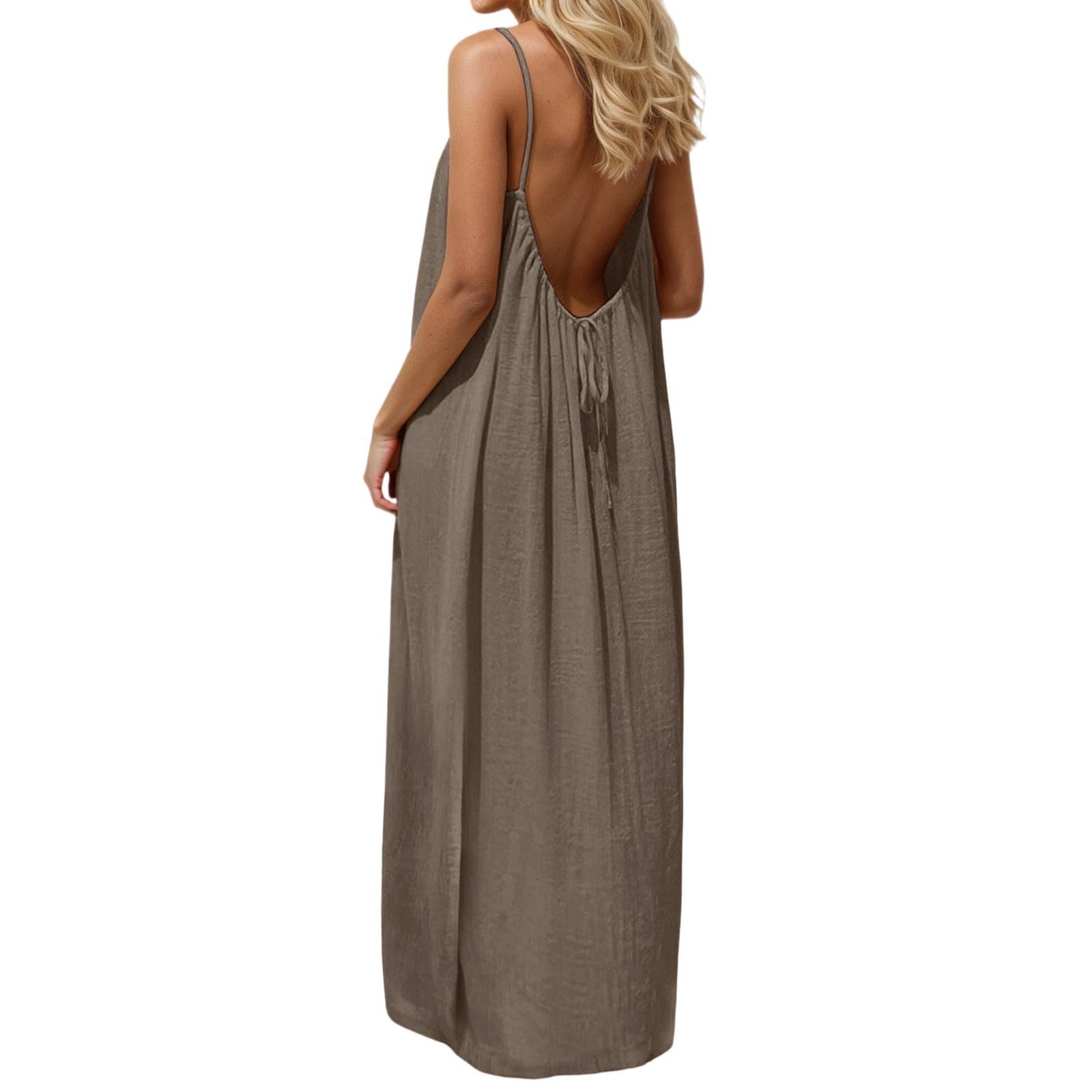 HOT SALE Women's Spaghetti Strap Backless Cami Lounge Dress